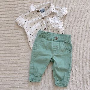 Little lad long pants and short sleeve shirt